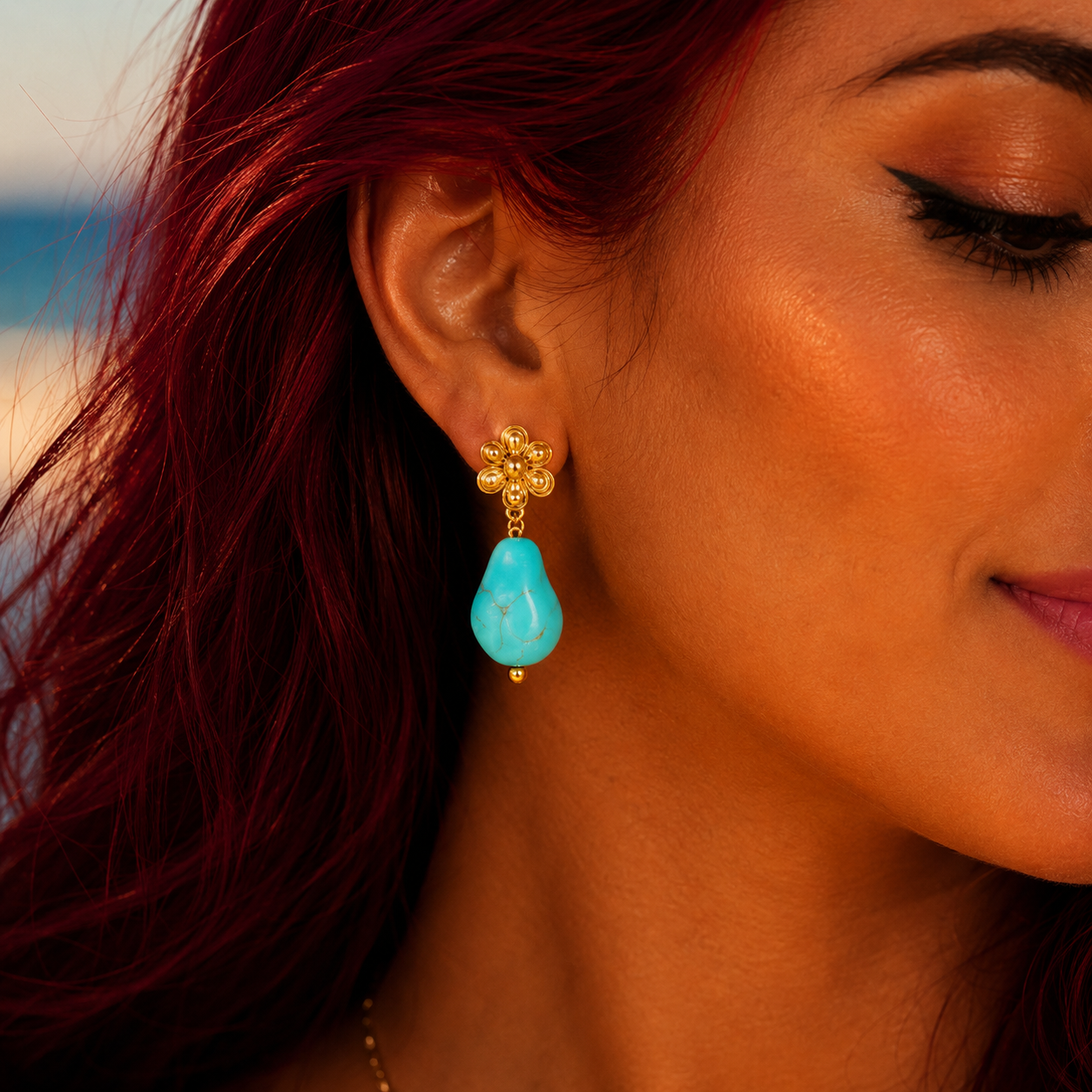 💧 Boucles d'oreilles Bleu Céleste 💧