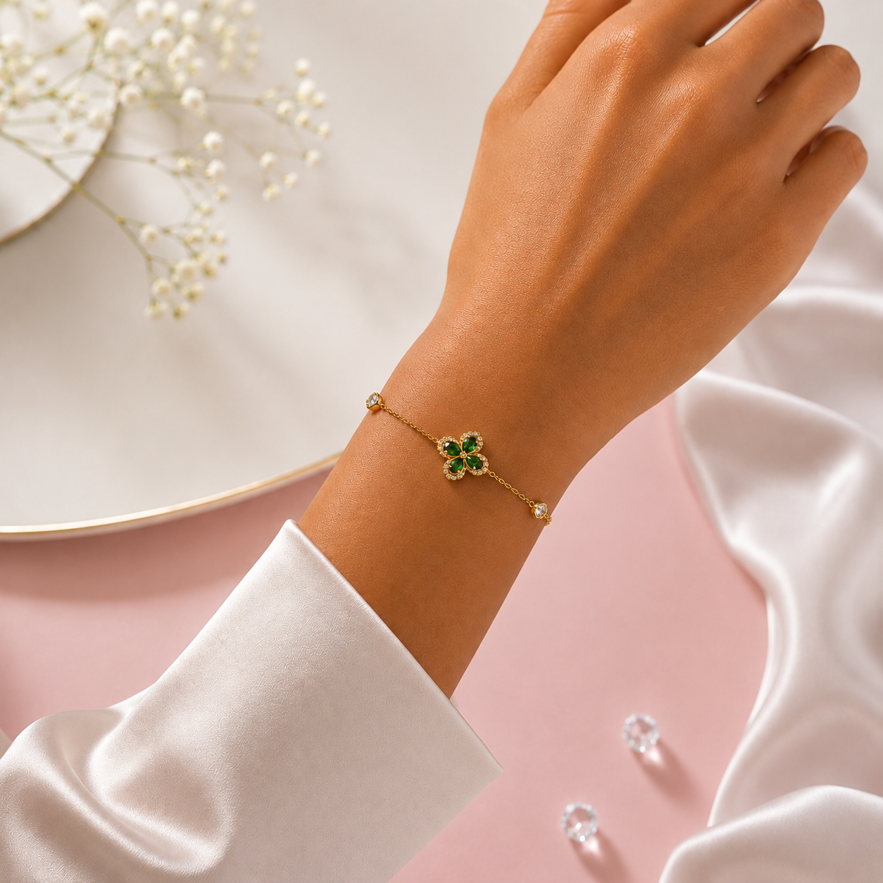 💎 Bracelet Éclat d'Émeraude Doré 💎