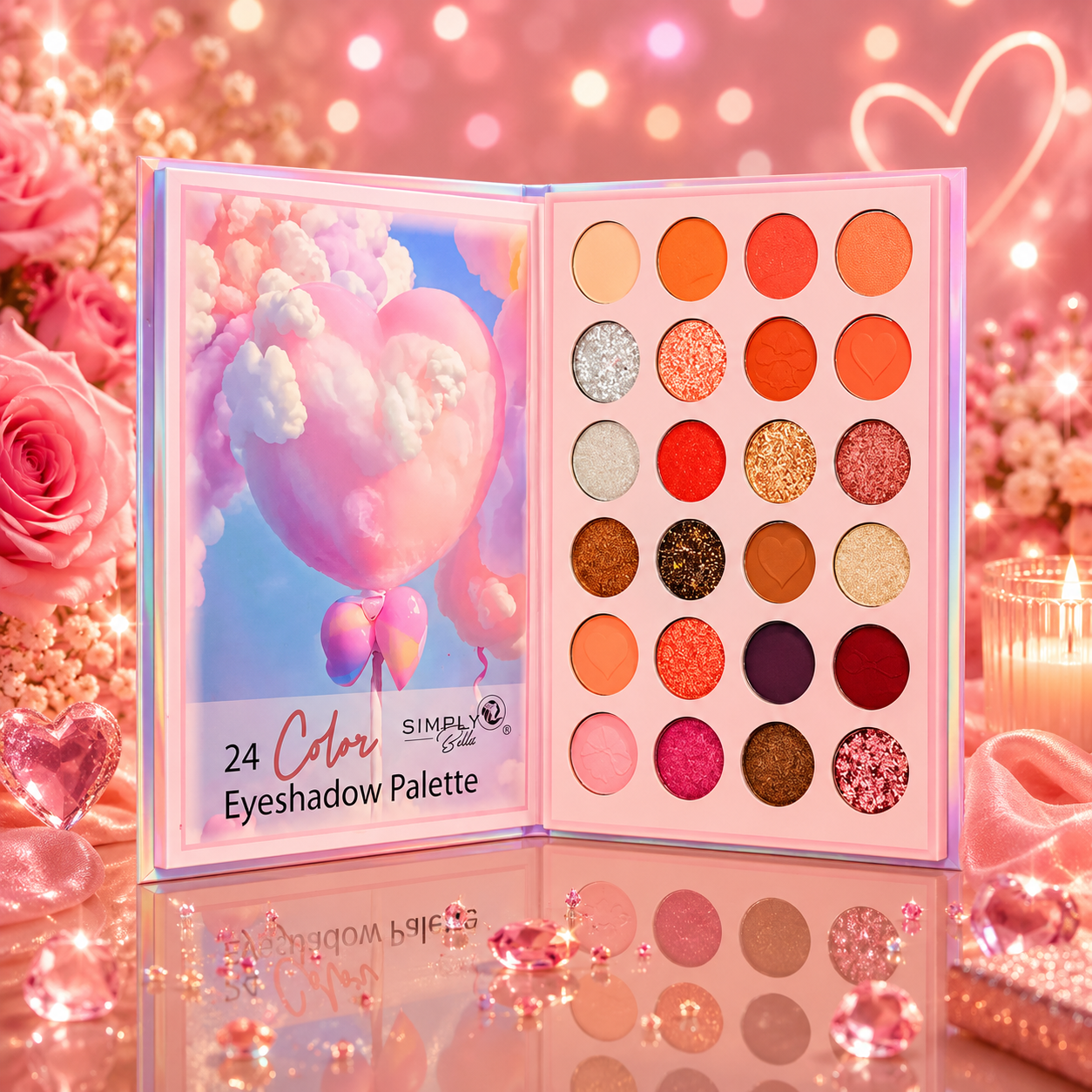 💖 Palette de Fards à Paupières Coquette Book Simply Bella – 24 Couleurs 💖