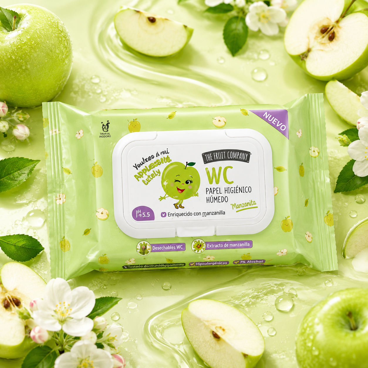 Lingettes Humides Parfumées à la Pomme 60 unités
